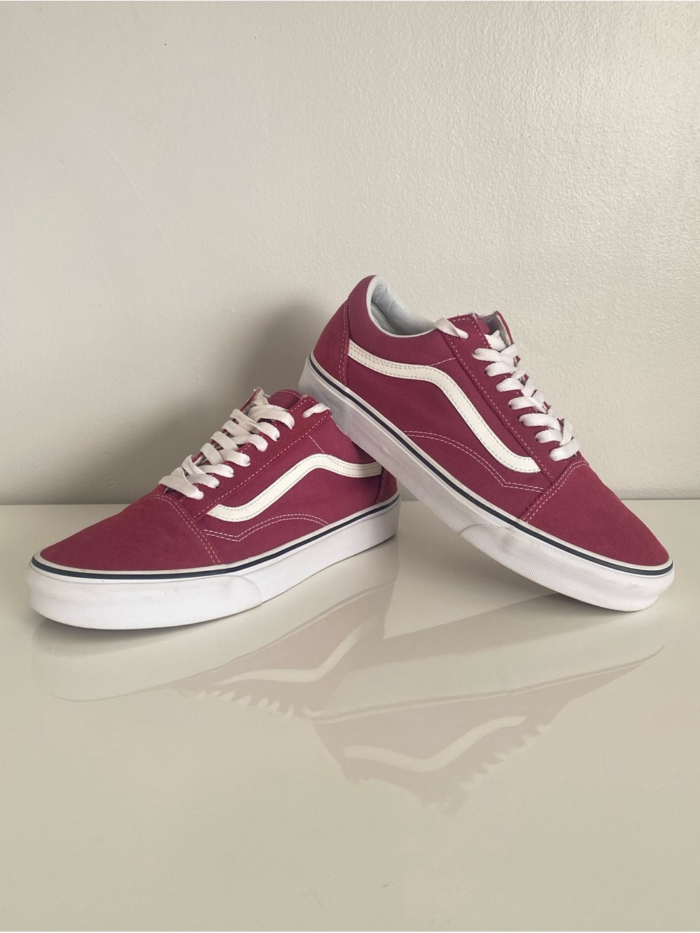 Vans Men's Casual Skate Sneakers in Burgundy with White Stripe